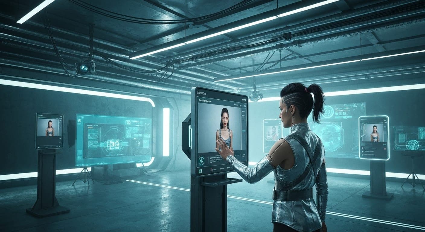 A futuristic fashion shoot inspired by cyberpunk aesthetics