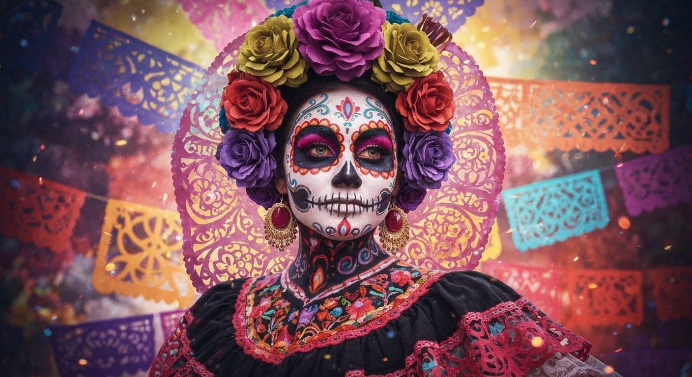 用AI摄影捕捉充满活力的亡灵节祭坛