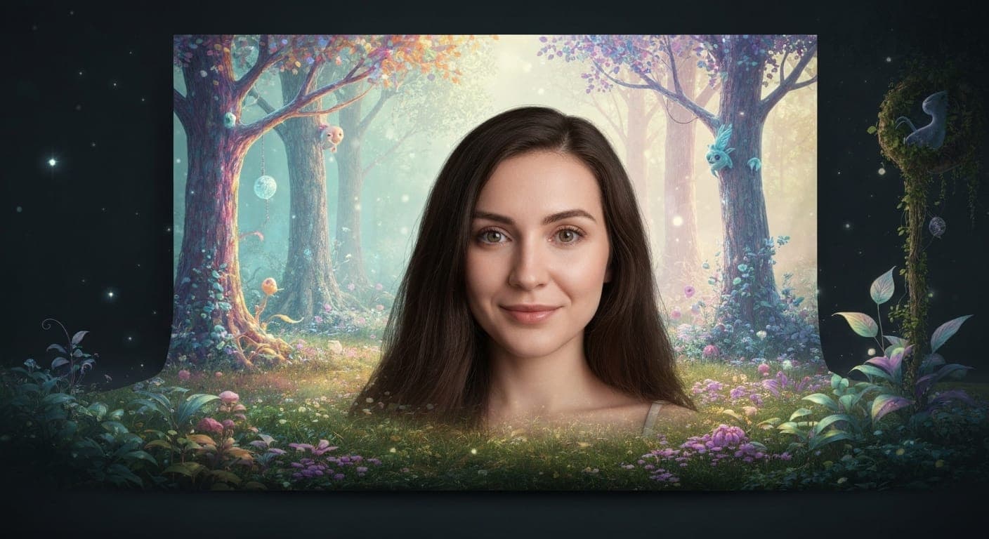 Escena mágica de un bosque encantado con hadas y paisajes vibrantes.