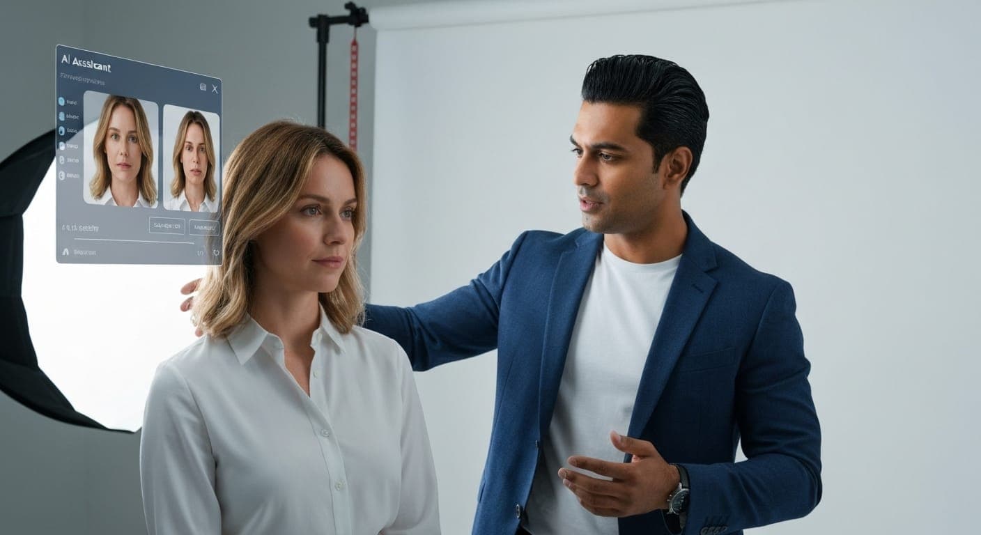 人工智能生成的图像展示了电影导演在片场的创意设置。