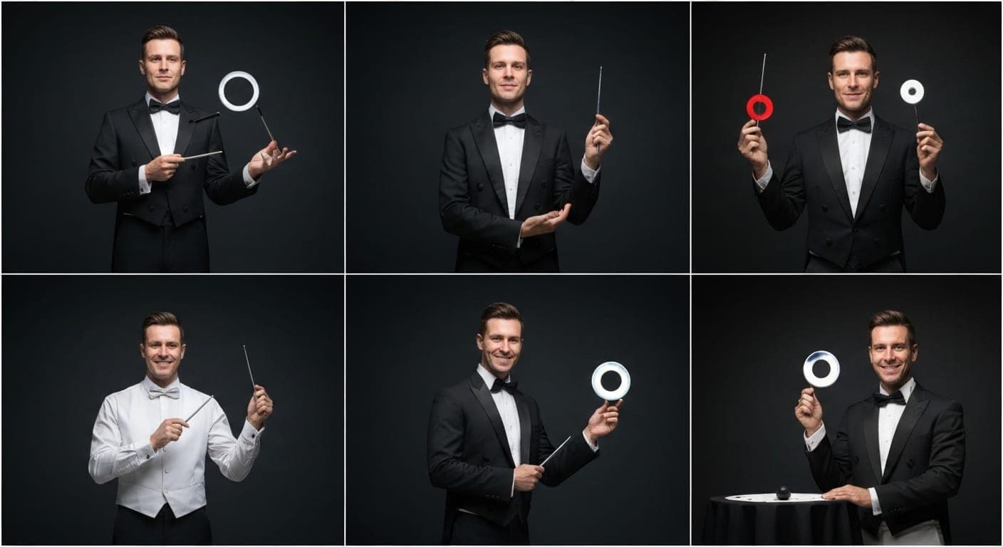 마술사의 신비로운 모습과 마법의 순간을 포착한 AI 이미지