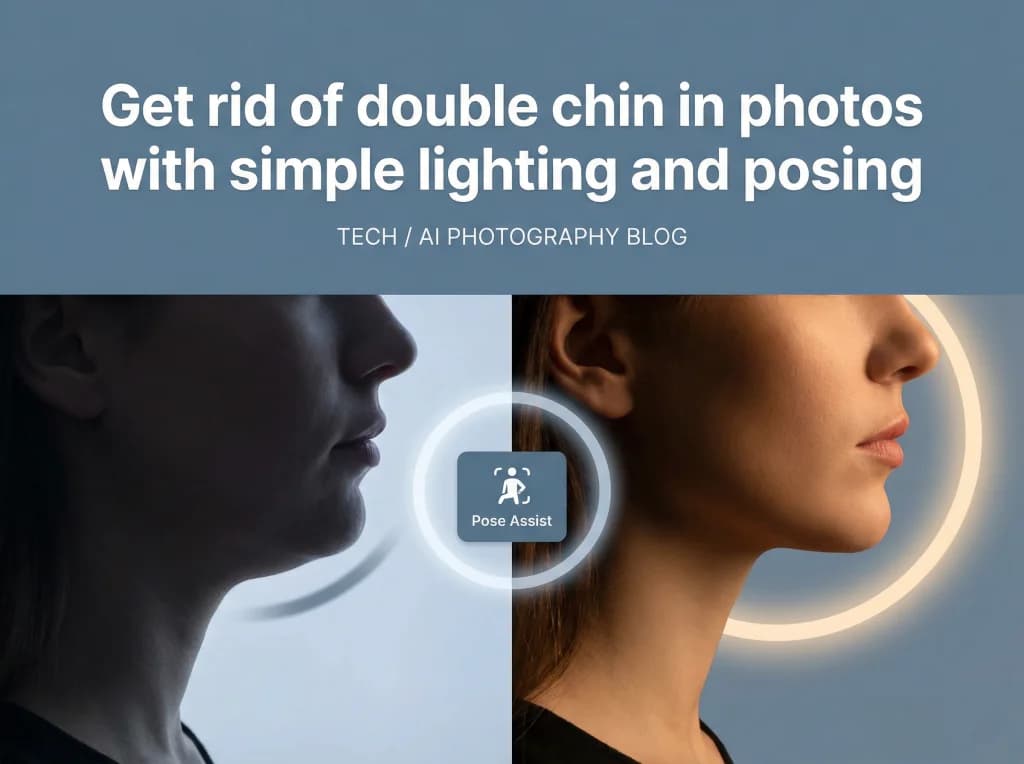 Get rid of double chin in photos with simple lighting and posing