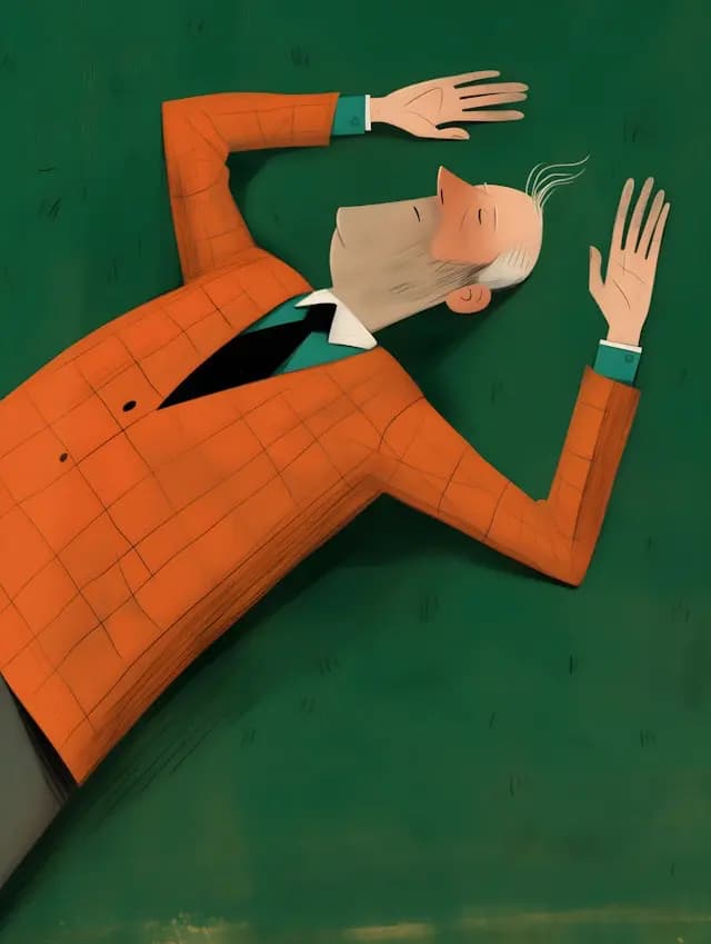 A man is lying on the grass, wearing a suit and tie. He is looking up at the sky, possibly enjoying the outdoors or taking a break from his work. The man appears to be relaxed and at ease in his environment.